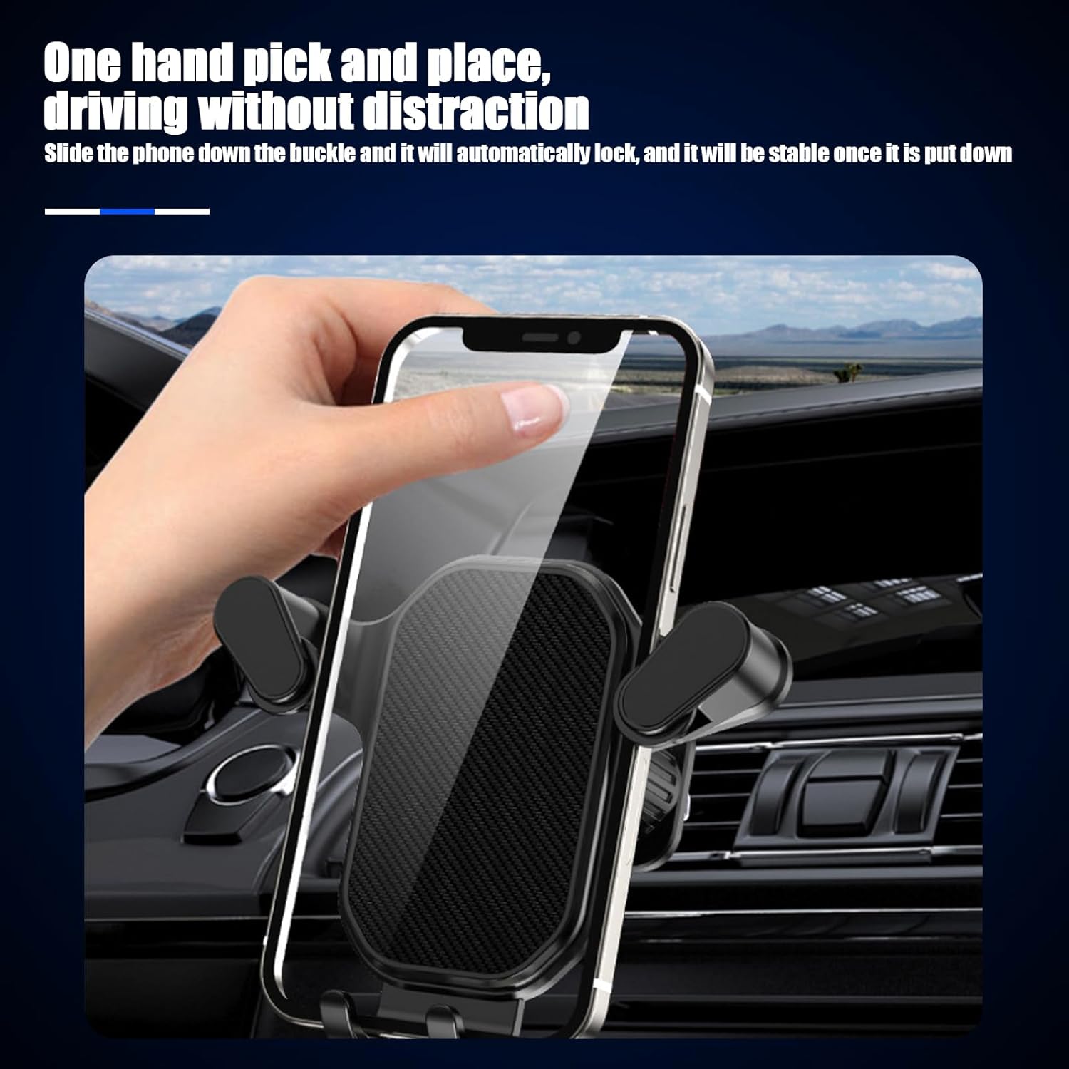 1 soporte para teléfono móvil para automóvil, salida de aire, soporte manos libres integrado, gancho invertido, estable para teléfono celular,