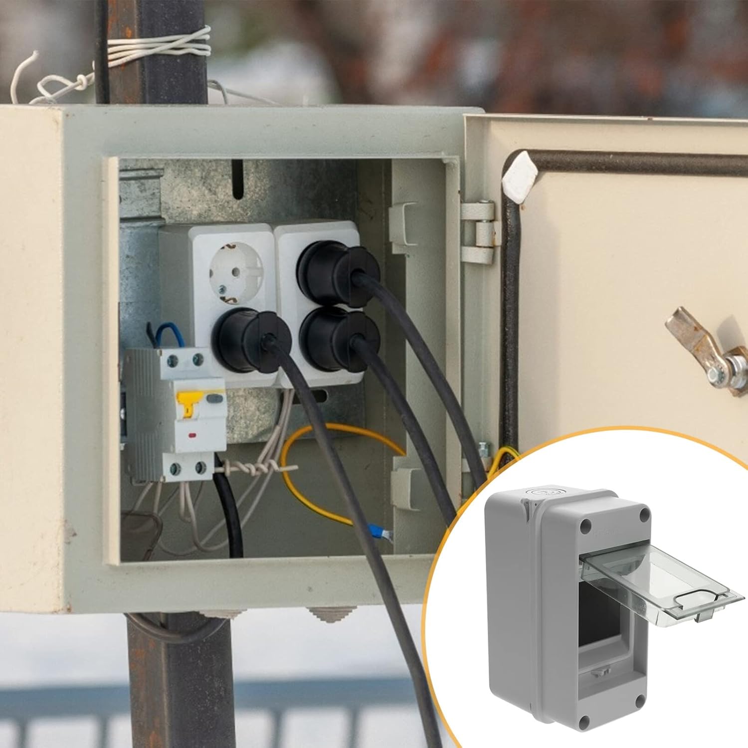 Caja de protección de distribución de 3 vías, caja de conexiones de distribución de energía con riel DIN Caja de conexiones Abs Caja eléctrica de