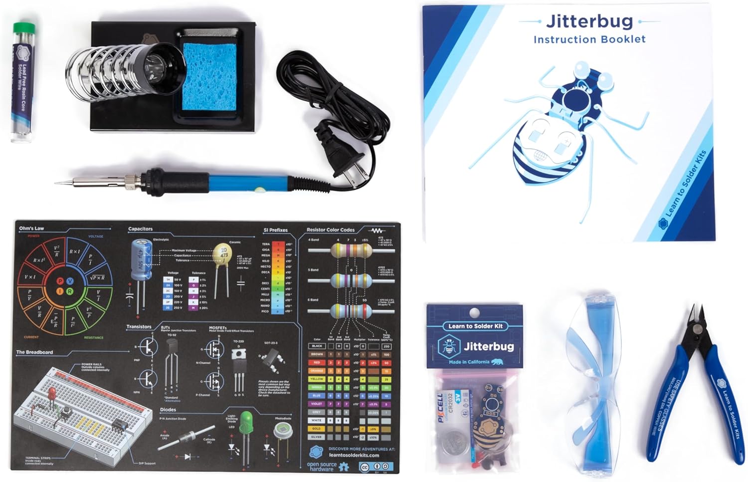 Jitterbug Deluxe Kit  Kit de soldadura de bricolaje para principiantes  Proyectos electrónicos para estudiantes y clases STEM  Herramientas incluidas