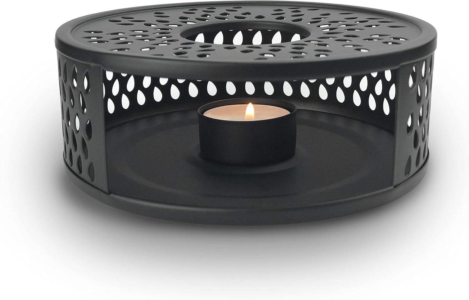 Creano Black Stainless Steel Tea Warmer with Tea Light Holder – Tea Cosy – Stable Not Rattling – Rechaud Suitable for All Teapots