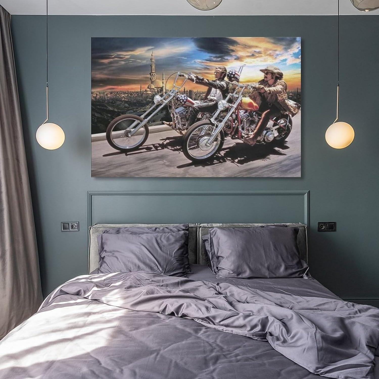 JevLoN Arte de pared para motociclista, David Mann, arte de pared de motocicleta, póster estético, pinturas en lienzo, decoración de pared,
