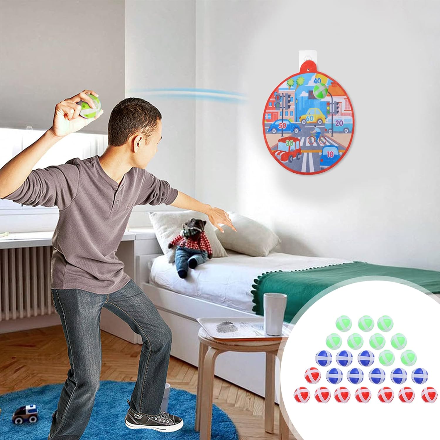 Bolas de dardo, 25 unidades, juguete de bolas adhesivas para niños y niñas, para fiestas en interiores y exteriores, 1.57 x 1.57 x 1.57 pulgadas