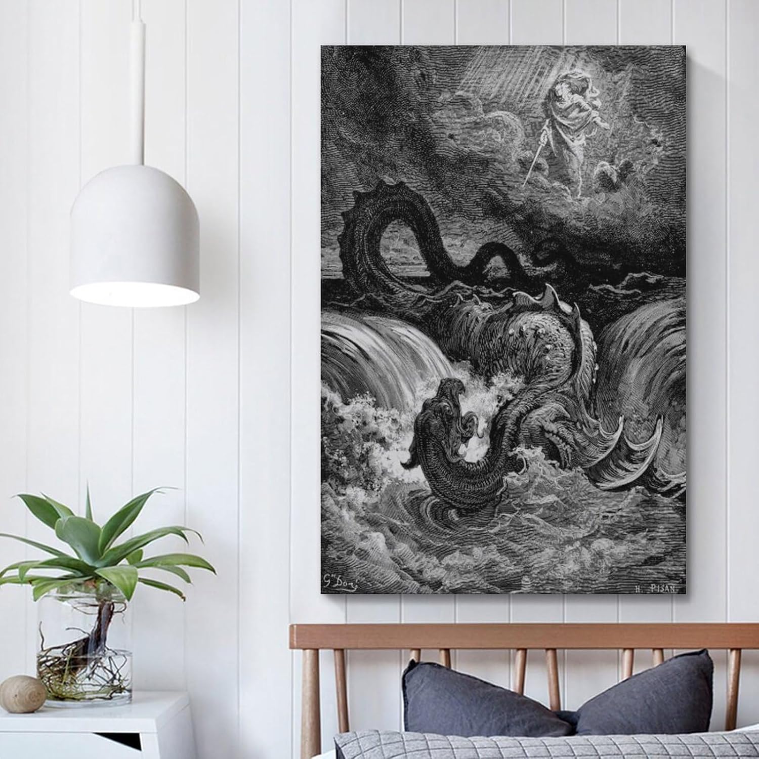 Gustave Doré – Póster de arte famoso de La destrucción de Leviatán, pintura de pared, lienzo para regalo, impresiones de sala de estar, decoración