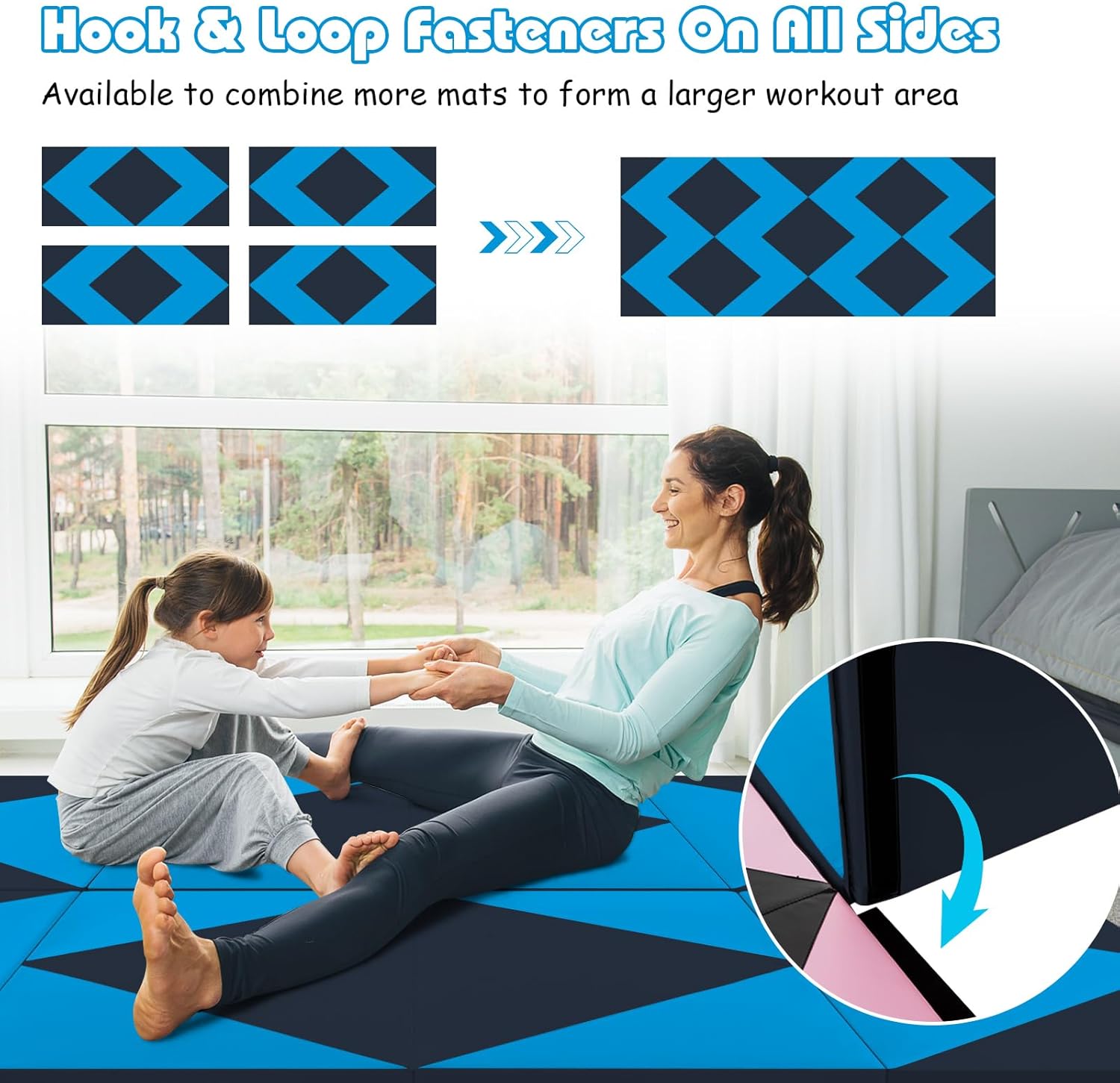 Goplus Colchoneta de gimnasia plegable, 8 x 4 x 2 pulgadas, con cierres de velcro, piel sintética, asas de transporte para el hogar, gimnasio,