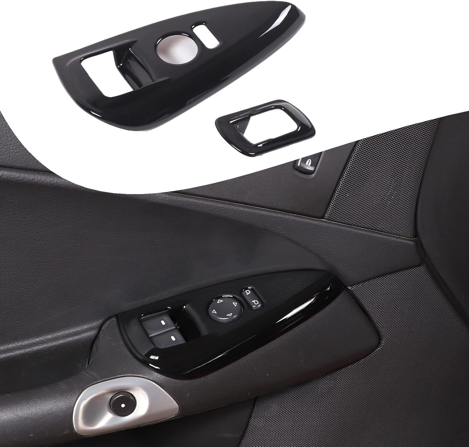 Marco de interruptor de elevación de vidrio compatible con Corvette C6 Z06 ZR1 2005-2013 botón de elevación de cristal de ventana de automóvil,