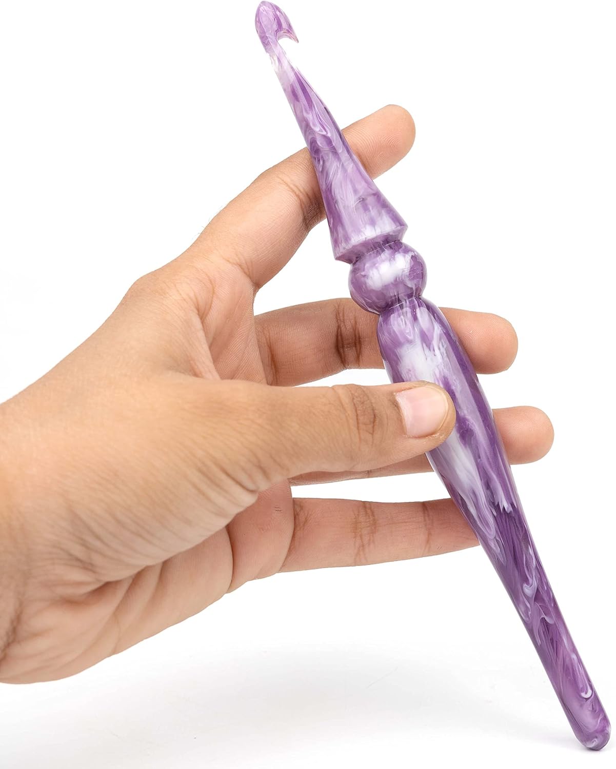 Inanosa Mango ergonómico de 7 pulgadas, aguja de tejer con gancho de ganchillo para ganchillo y tejido de hilo artesanal, el mejor regalo de