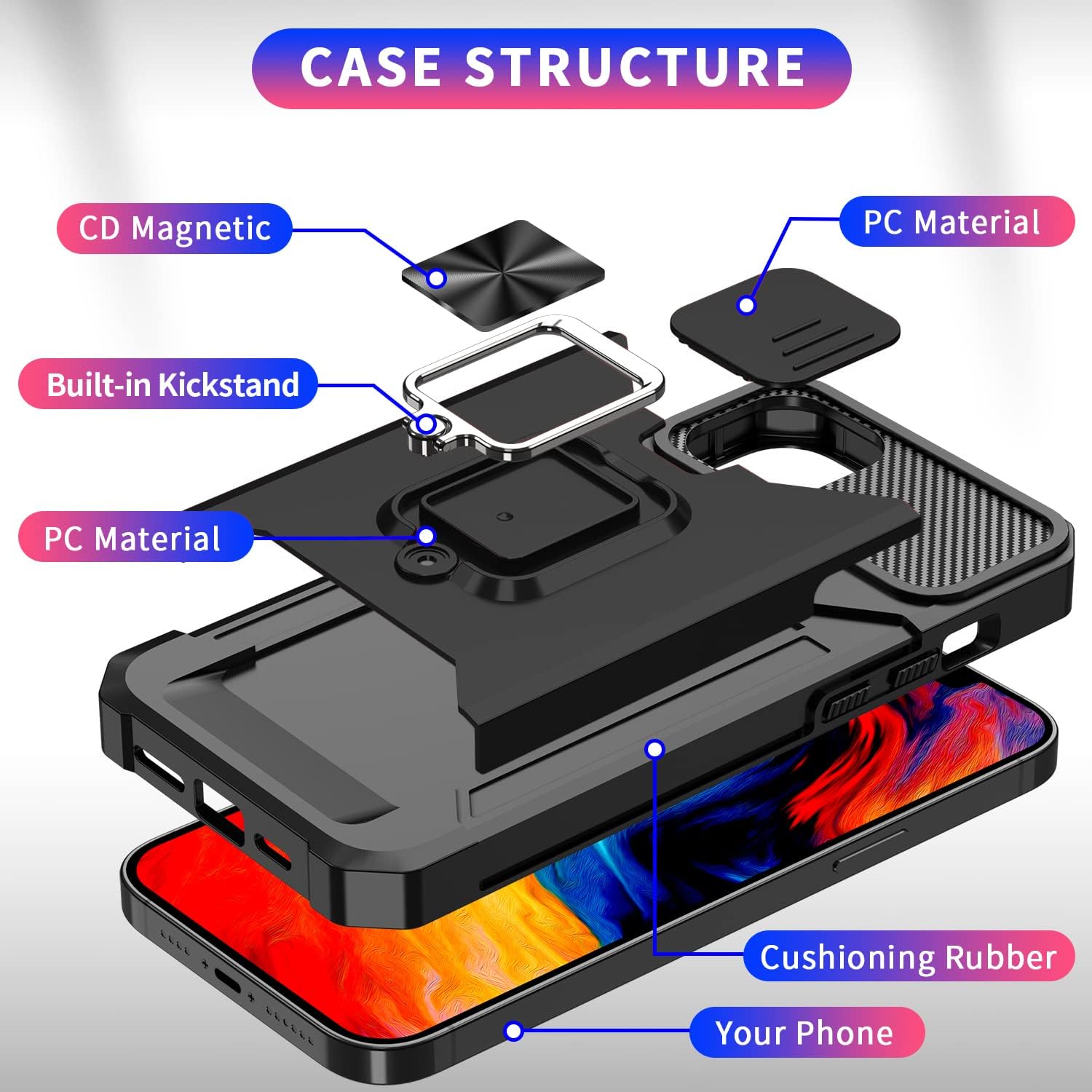 Asuwish Funda compatible con iPhone 15 Pro Max de 6.7 pulgadas y protector de pantalla de vidrio templado, tarjetero y anillo para teléfono celular