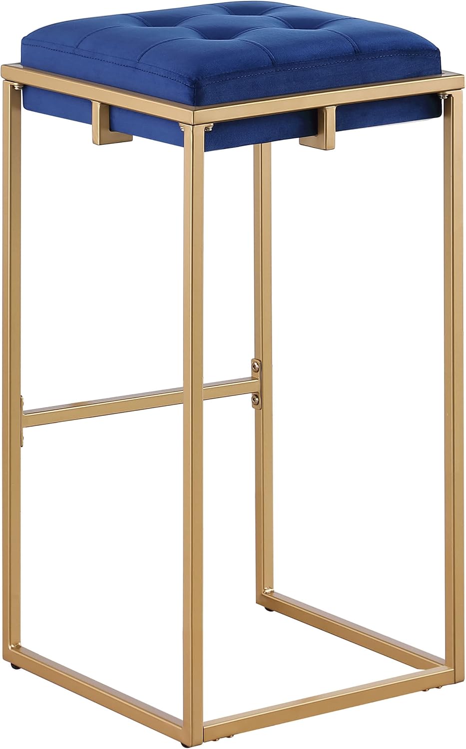 Coaster Home Furnishings Nadia – Taburete cuadrado acolchado (2 unidades), color azul y dorado