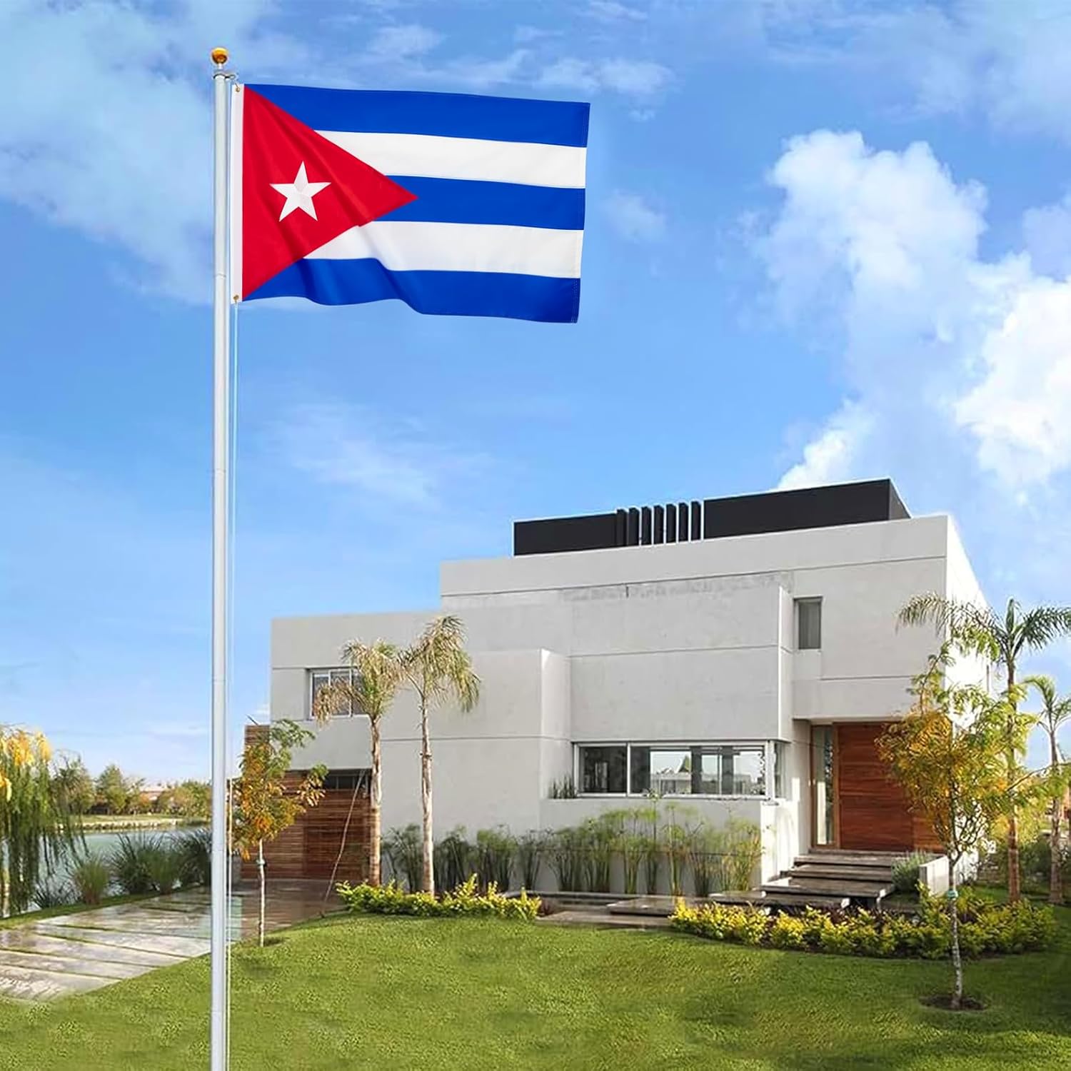 Bandera de Cuba de 3 x 5 pies para exterior, nailon resistente, rayas cosidas, a prueba de decoloración, de larga duración, bandera nacional cubana