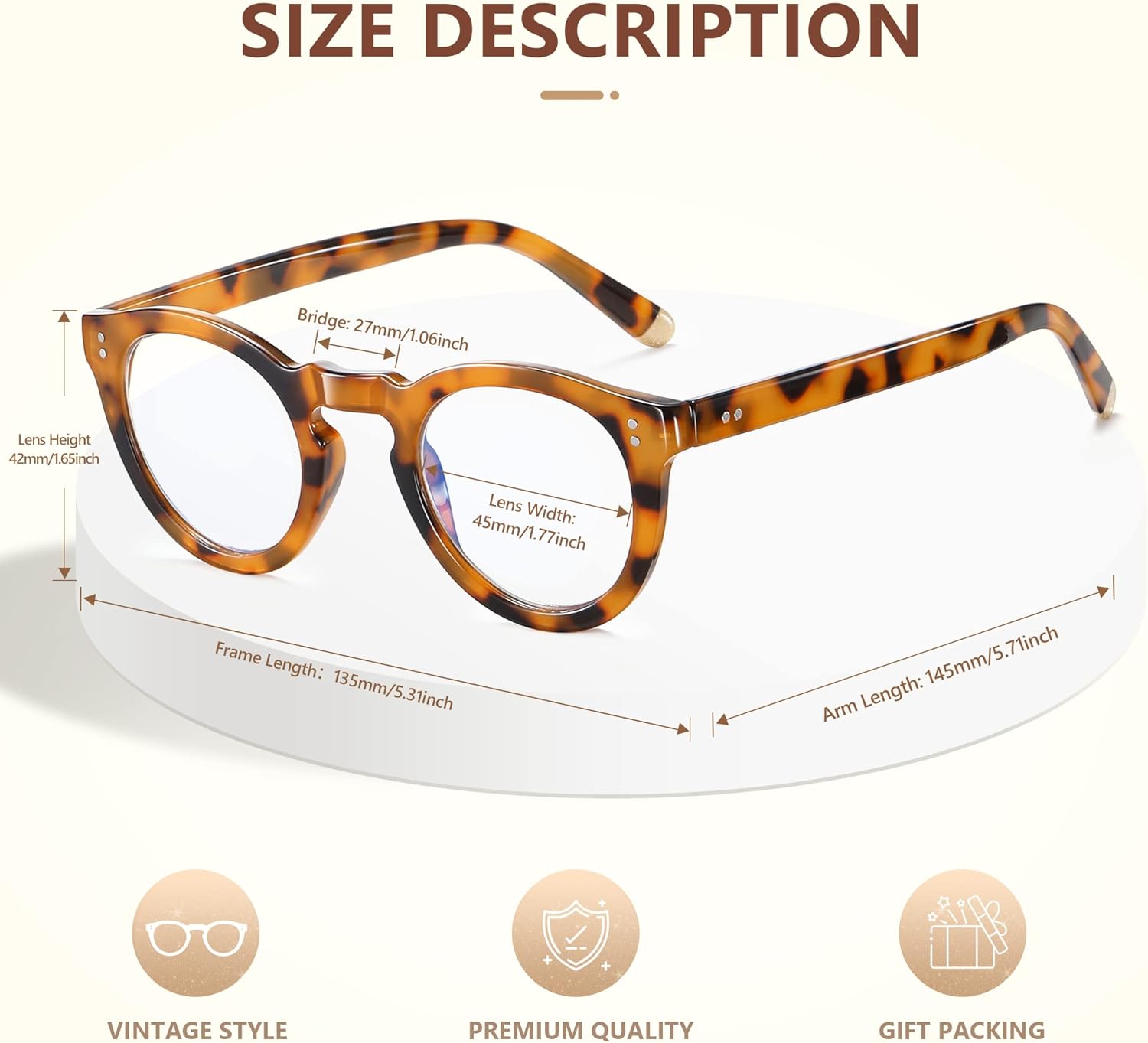 EASY READ Lentes de lectura redondos retro con bloqueo de luz azul para mujer, anti rayos UV, lentes de computadora para mujer