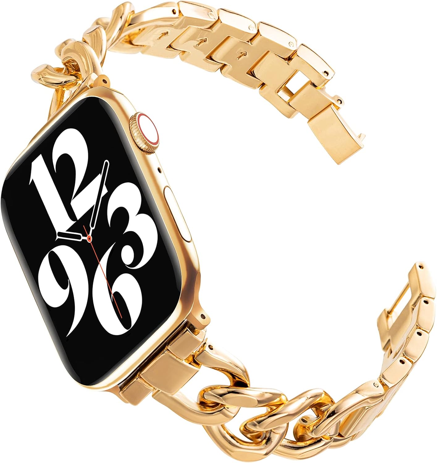 SEURE Correa de metal de acero inoxidable compatible con Apple Watch Band de 1.496 in 1.575 in 1.614 in 1.654 in 1.732 in 1.772 in, pulsera de