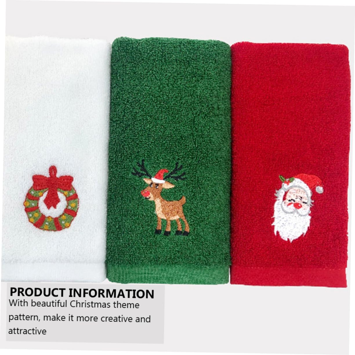 Cabilock 6 toallas de Navidad de mano para baño, toallas bordadas de Navidad, paños de cocina, toallas de Papá Noel, toallas de mano de Navidad,