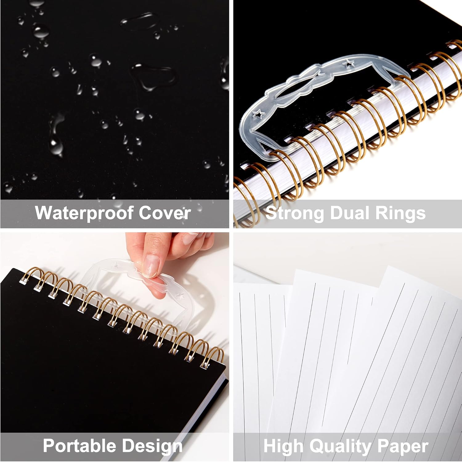 Yoment Top – Cuadernos de espiral, duraderos, grandes, con rayas, 7 x 10 pulgadas, cubierta impermeable, 300 páginas rayadas, cuadernos en espiral,