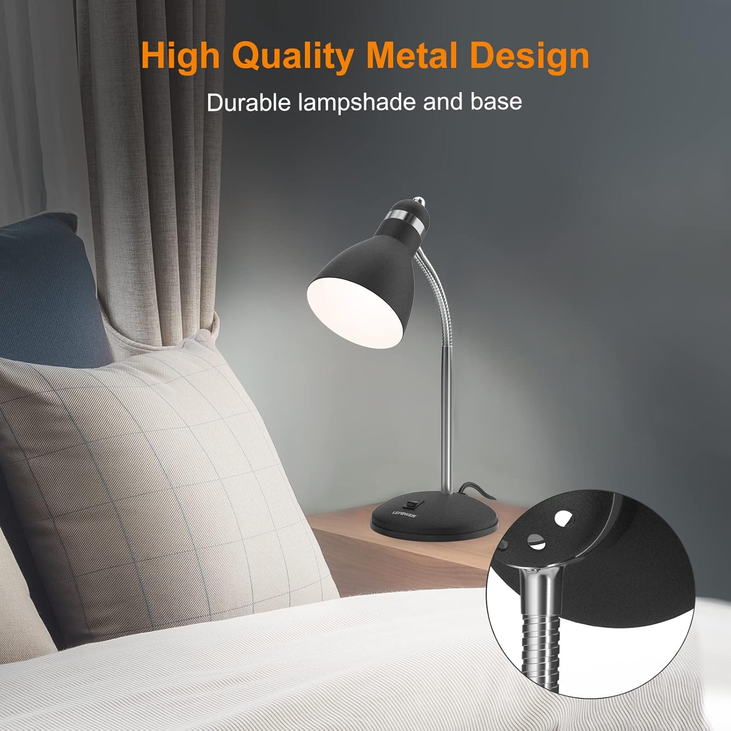 LEPOWER Lámpara de escritorio de metal y lámpara de escritorio LED brillante LEPOWER – 900LM 24W Luz de escritorio para el hogar, oficina, estudio