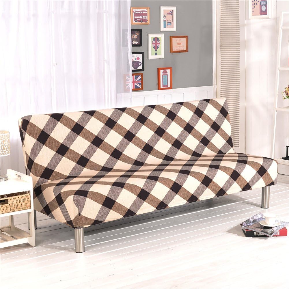 Funda elástica para sofá cama, futón, funda de sofá plegable sin brazos, protector de muebles, fácil de quitar y lavable a máquina (B)