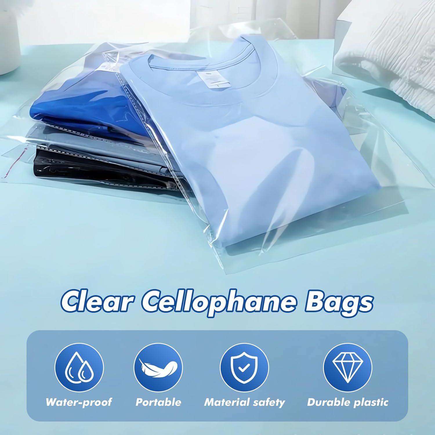 Bolsas de celofán resellables transparentes grandes de 14 x 20 pulgadas para productos de embalaje, 300 bolsas de regalo autosellantes, bolsas de