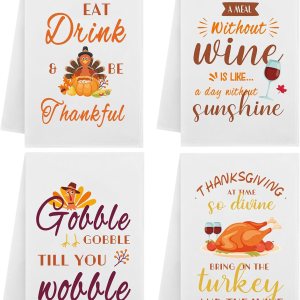 4 toallas de mano decorativas de Acción de Gracias Gobble Til You Wobble Pavo toalla de cocina de otoño altamente absorbentes para baño, cocina, 4 toallas de mano decorativas de Acción de Gracias Gobble Til You Wobble Pavo toalla de cocina de otoño altamente absorbentes para baño, cocina,