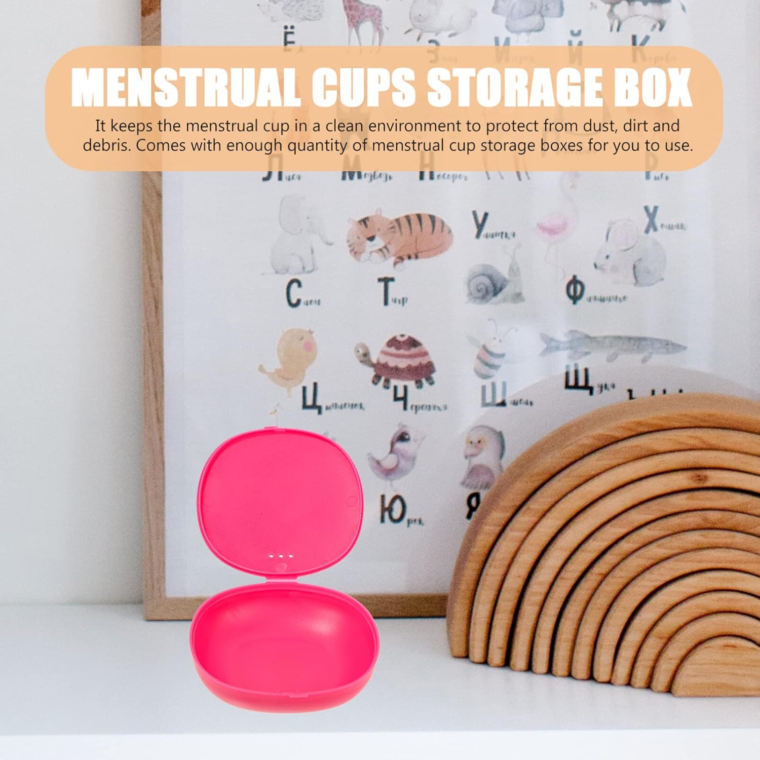 Healvian Caja de almacenamiento de vasos menstruales, 4 unidades, soporte portátil de silicona, estuche de copa de período, limpiador de disco