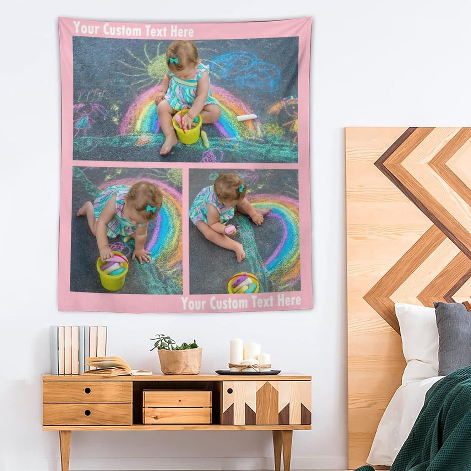 Tapiz personalizado para cargar imágenes con fotos y textos, tapiz personalizado para colgar en la pared, manta de telón de fondo para decoración de