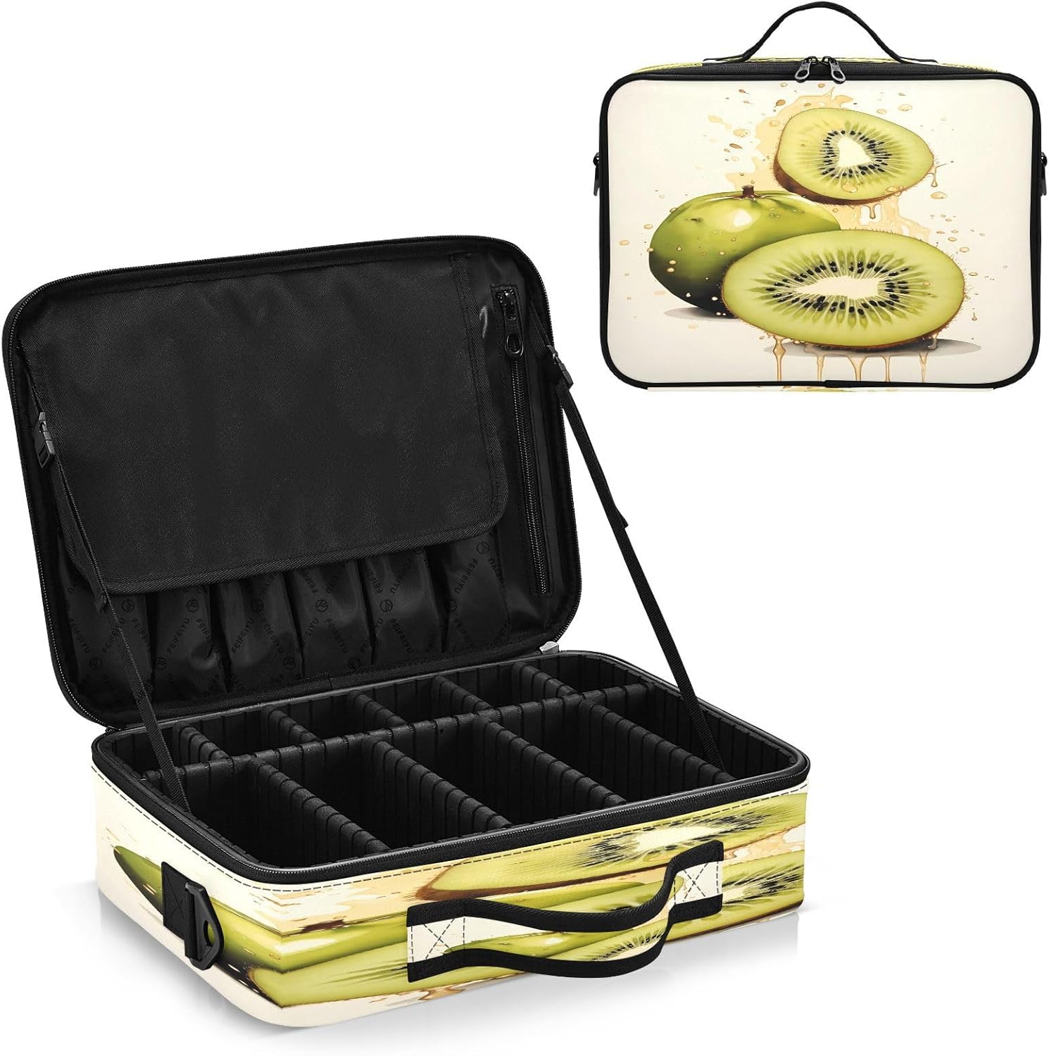 Zathe Kiwi Green Fruit bolsa de cosméticos de viaje de gran capacidad, bolsa de aseo de viaje, bolsa de organizador de maquillaje, maquillaje de