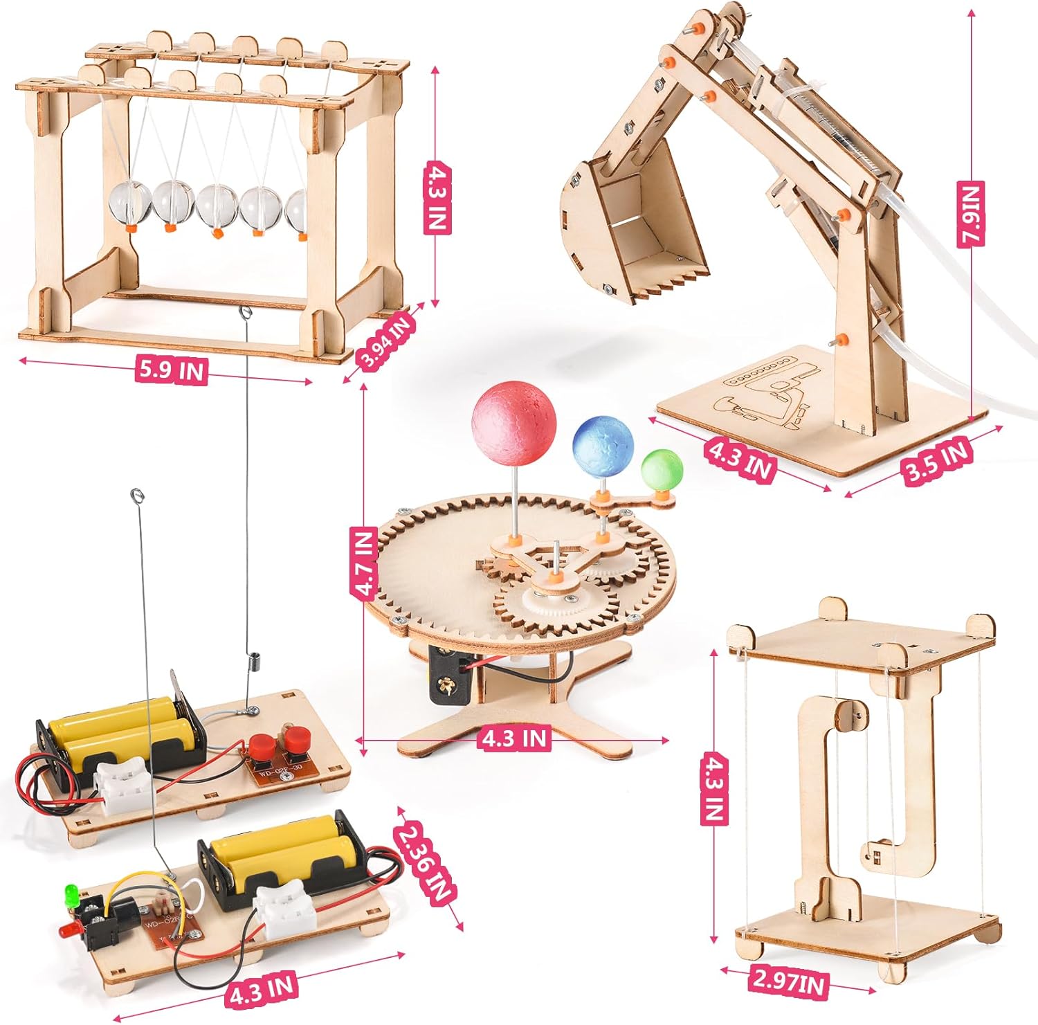 Kits de ciencia STEM, 5 juegos de construcción para niños de 8 a 12 años, rompecabezas de madera 3D, manualidades de madera para niños de 6 a 8