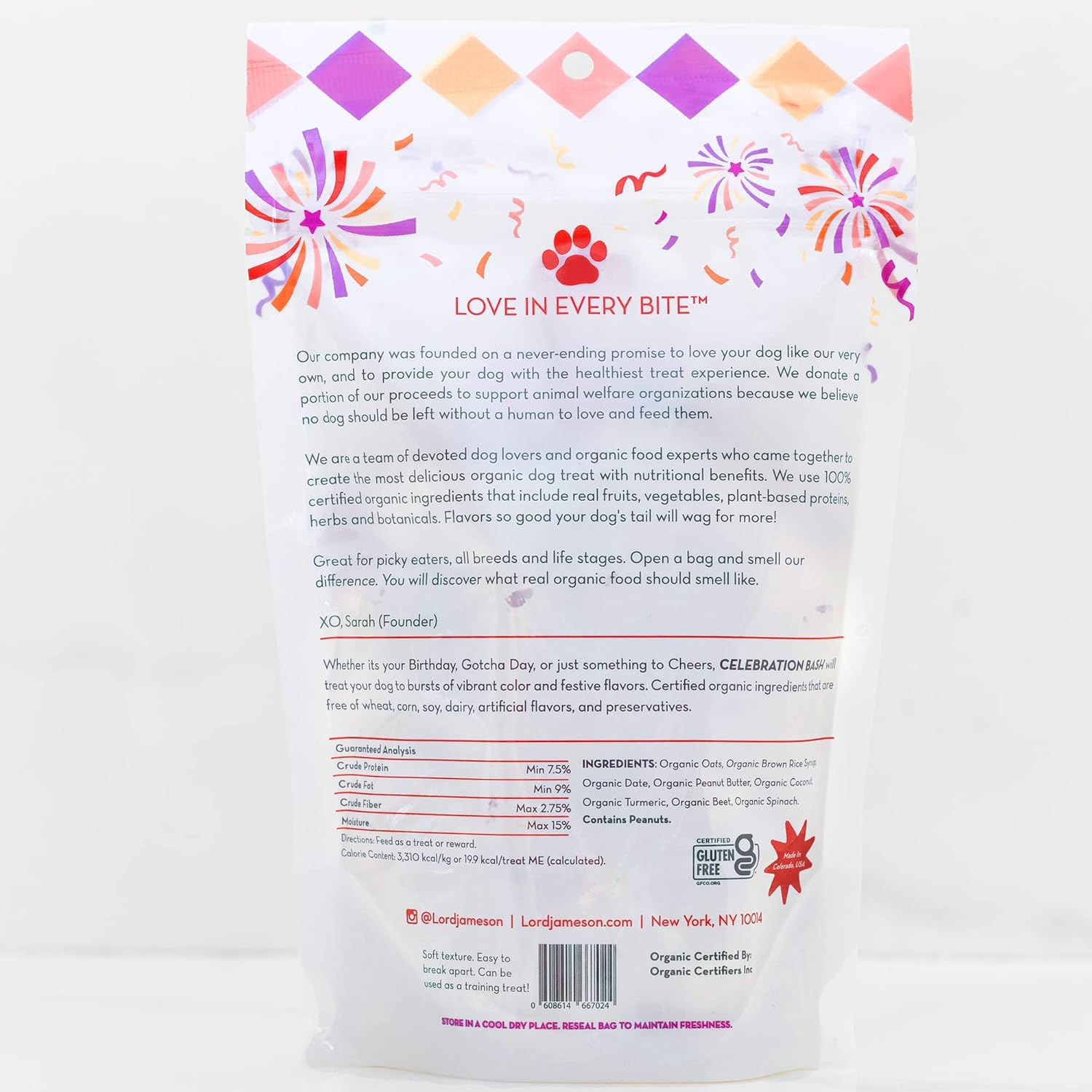 Celebration Bash – Golosinas orgánicas para perros, golosinas orgánicas para perros hechas con mantequilla de maní, un gran regalo para cualquier