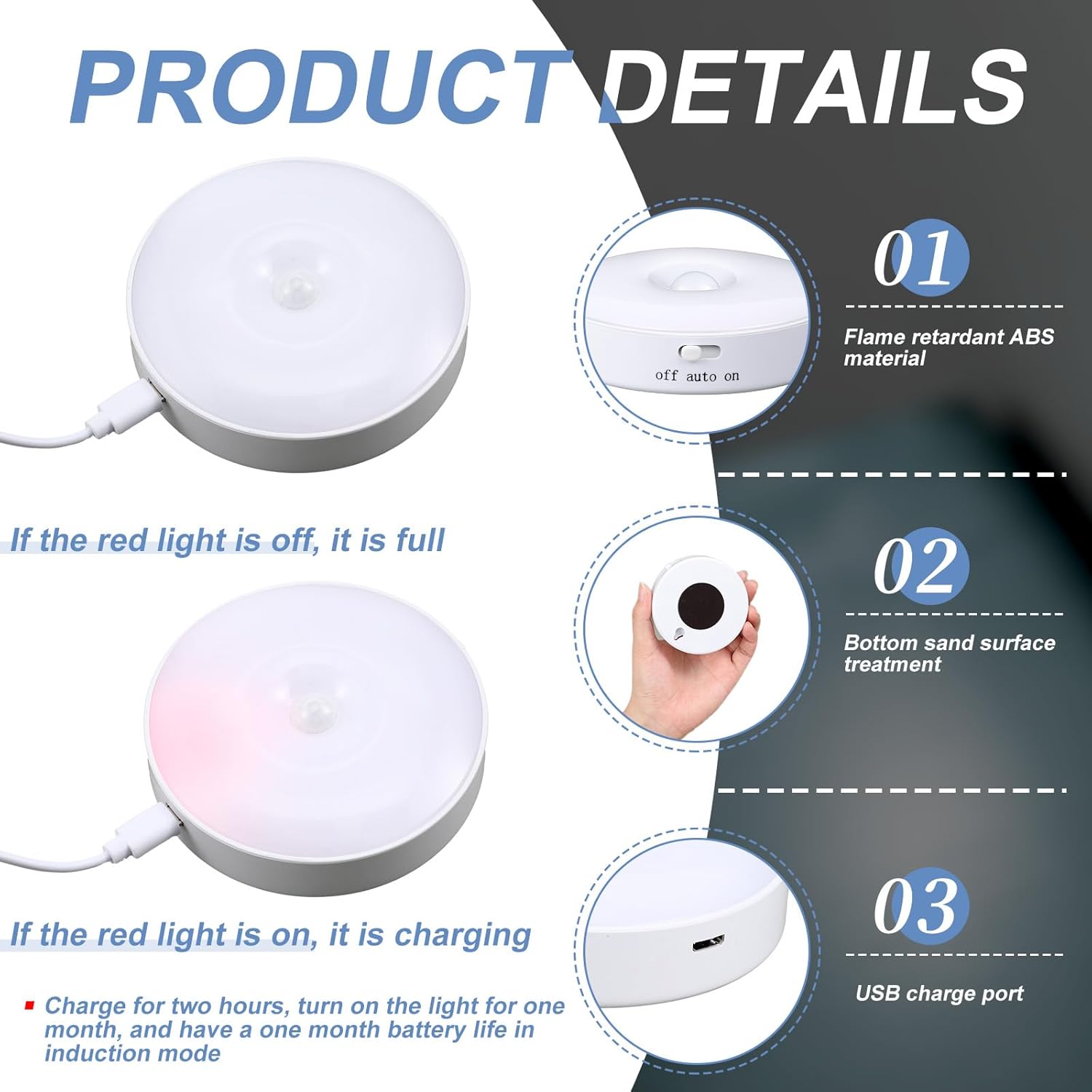 24 piezas de luz recargable con sensor de movimiento, estética, automática, inalámbrica, para escalera, debajo del gabinete, luces de noche