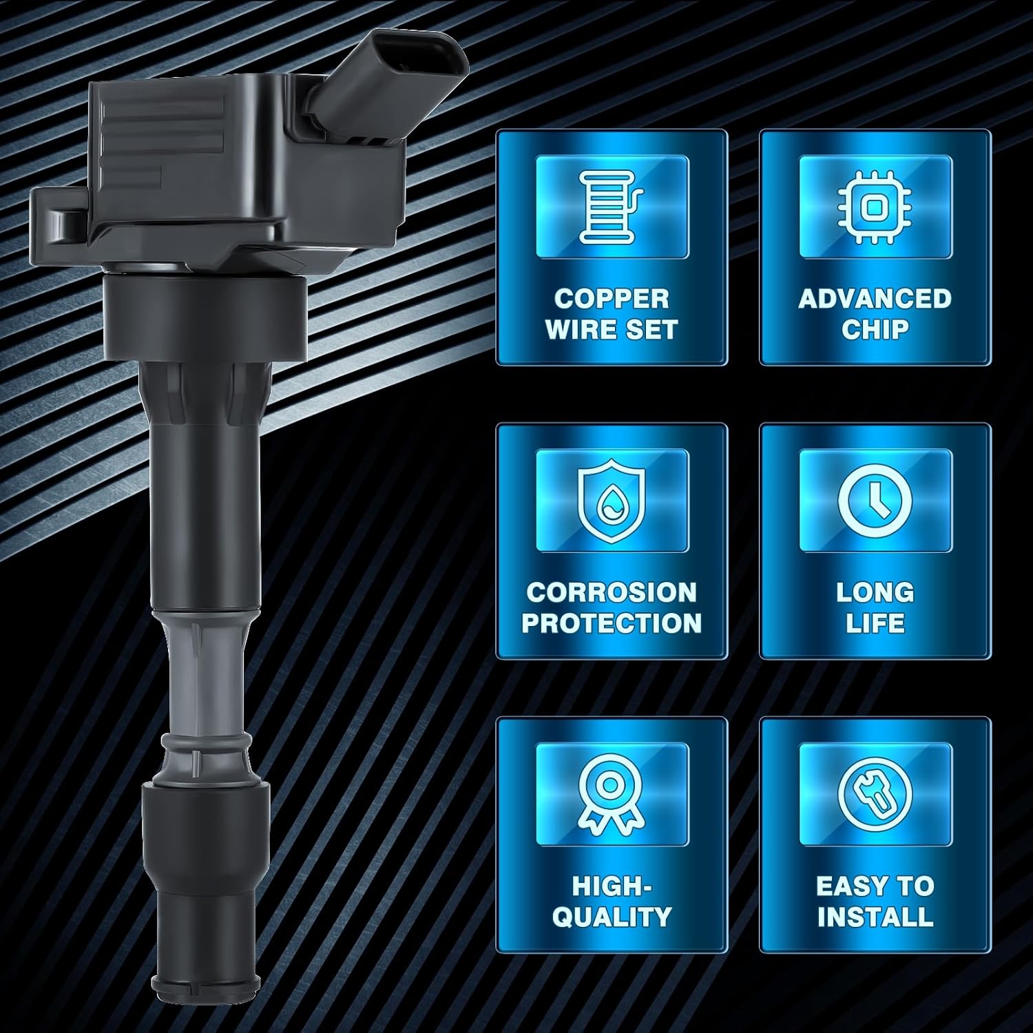 Paquete de 4 bobinas de encendido para Hyundai Elantra 2.0L L4 2017-2020, Kona 2018-2020, Sonata 2016-2019, para Kia Forte 2016-2020, Koup 2016,