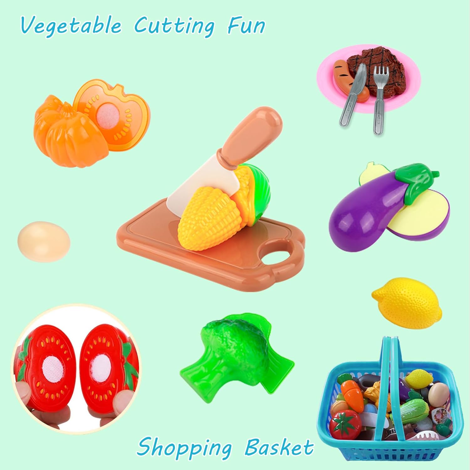 Holycco Juego de accesorios de cocina, juego de cocina para niños con ollas y sartenes de juego, juego de cocina de campamento, accesorios de cocina