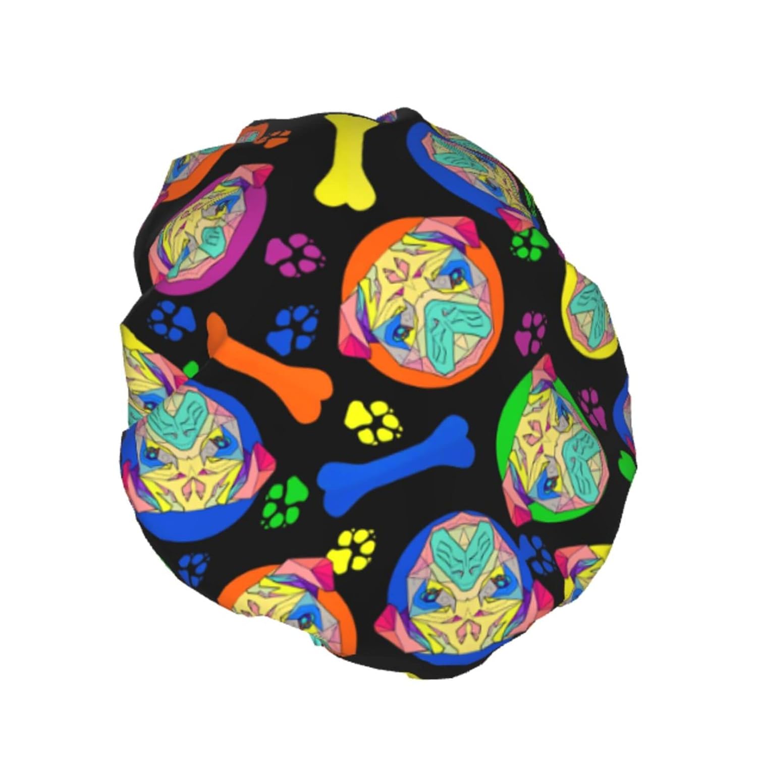 Gorro de ducha de perros coloridos para mujer, impermeable, reutilizable, forro de PEVA, ajustable, doble protección, gorro de baño elástico para