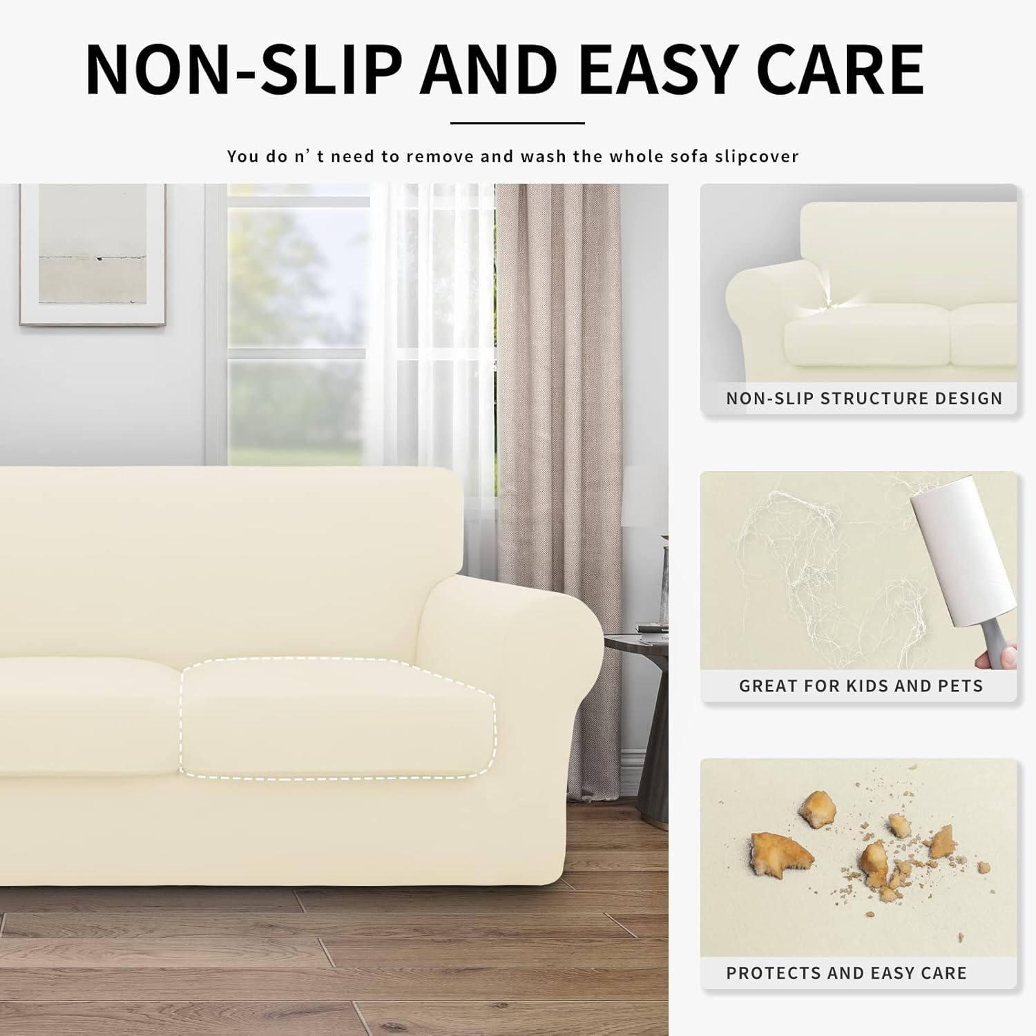 Easy-Going Funda 100% impermeable doble de gran tamaño, elástica, suave, para sofá, para sofá de 3 cojines separados, protector de muebles a prueba