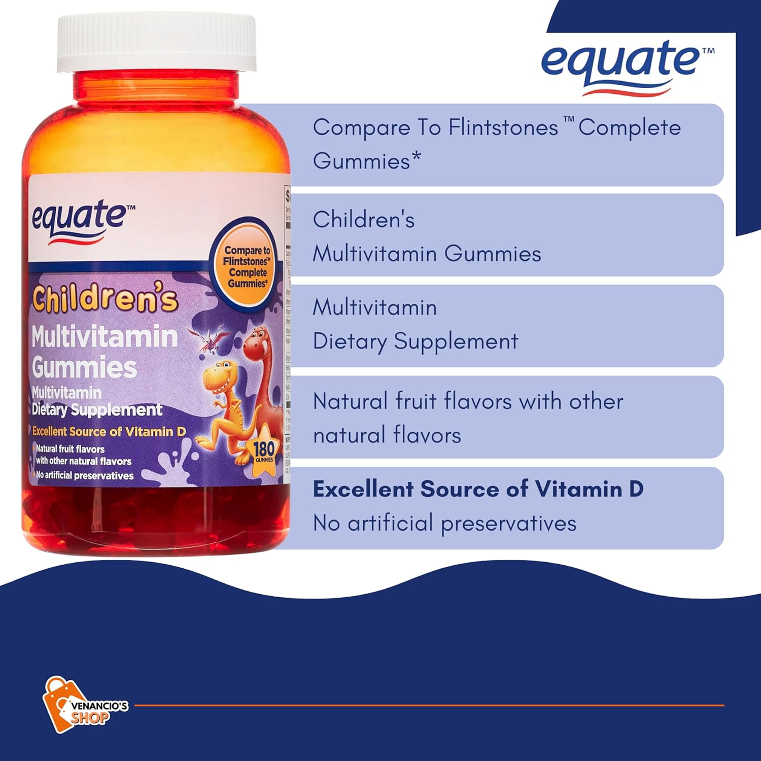 Equate Children – Gomitas multivitamínicas completas, masticables para niños, con vitaminas y minerales, comparadas con las gomitas completas de