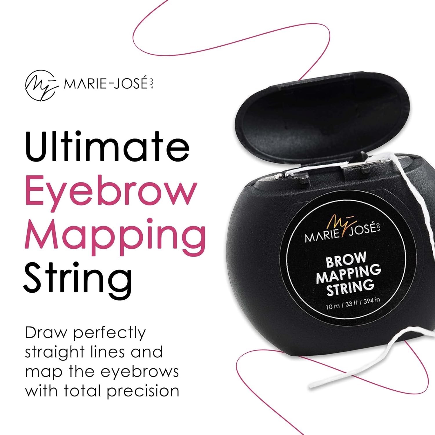 Precisión de mapeo de cejas Marie-José & Co – Cuerda de mapeo de cejas blanca profesional, hilo de bambú blanco transparente de 33 pies para tinte