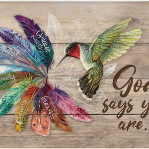 Tapete de baño antideslizante con diseño de colibrí, de secado rápido, lavable, con plumas de Dios dice que eres para baño, cocina, comedor, sala de Tapete de baño antideslizante con diseño de colibrí, de secado rápido, lavable, con plumas de Dios dice que eres para baño, cocina, comedor, sala de