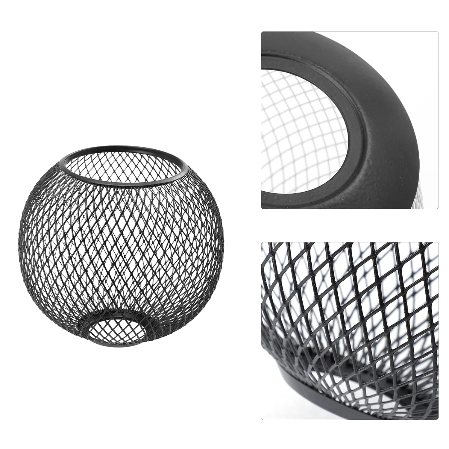 Pantalla de lámpara de jaula de metal Cloche de alambre de pollo, pantalla de lámpara hueca negra, cubierta de lámpara para el hogar, bombilla