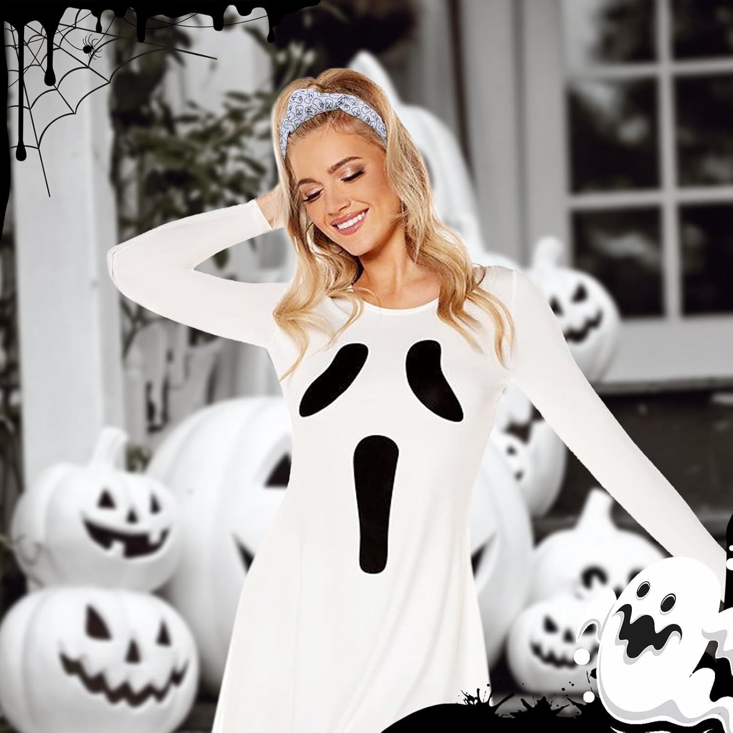 YanJie Diademas anudadas de Halloween para mujeres y niñas, accesorios para el cabello espeluznantes de fantasma, calabaza, accesorios para el