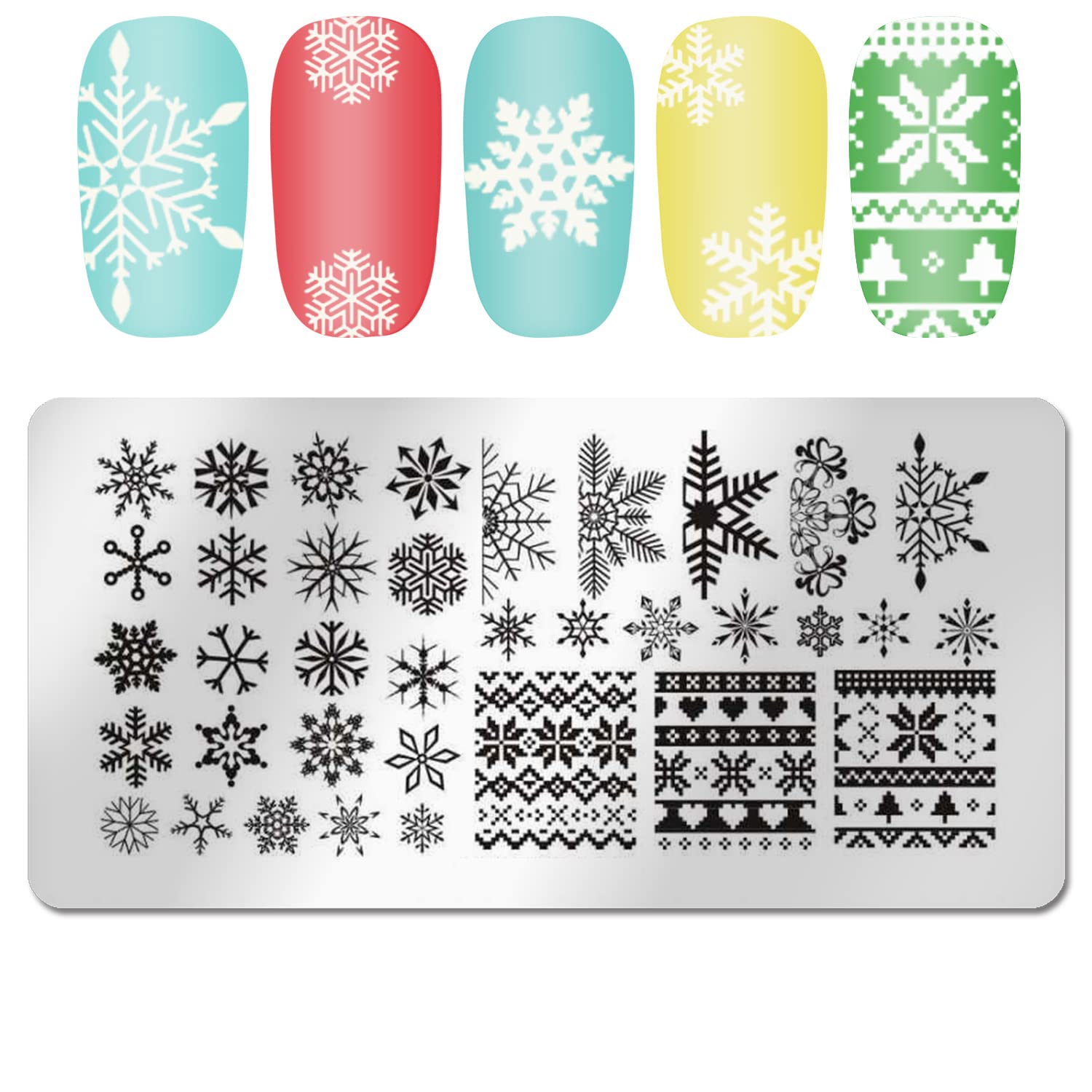 Placa de estampado de uñas de Navidad, DANNEASY 6 piezas de sellos de uñas, plantillas de arte de uñas, plantilla de uñas navideñas, kit de