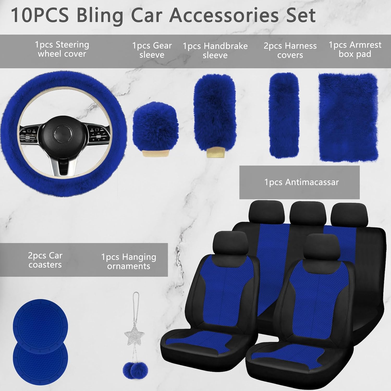 JINGSEN Juego completo de 17 fundas de asiento de automóvil 3D de malla de aire 3D para mujer, esponja compuesta de 0.197 in, paño de malla de aire