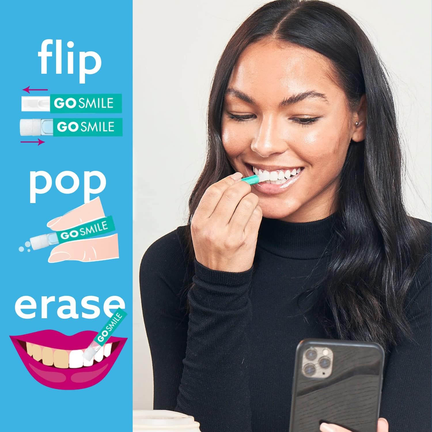 GO SMILE On The Go – Blanqueamiento dental (brillo y brillo), incluye bolígrafo blanqueador de dientes y borradores de manchas de 14 unidades