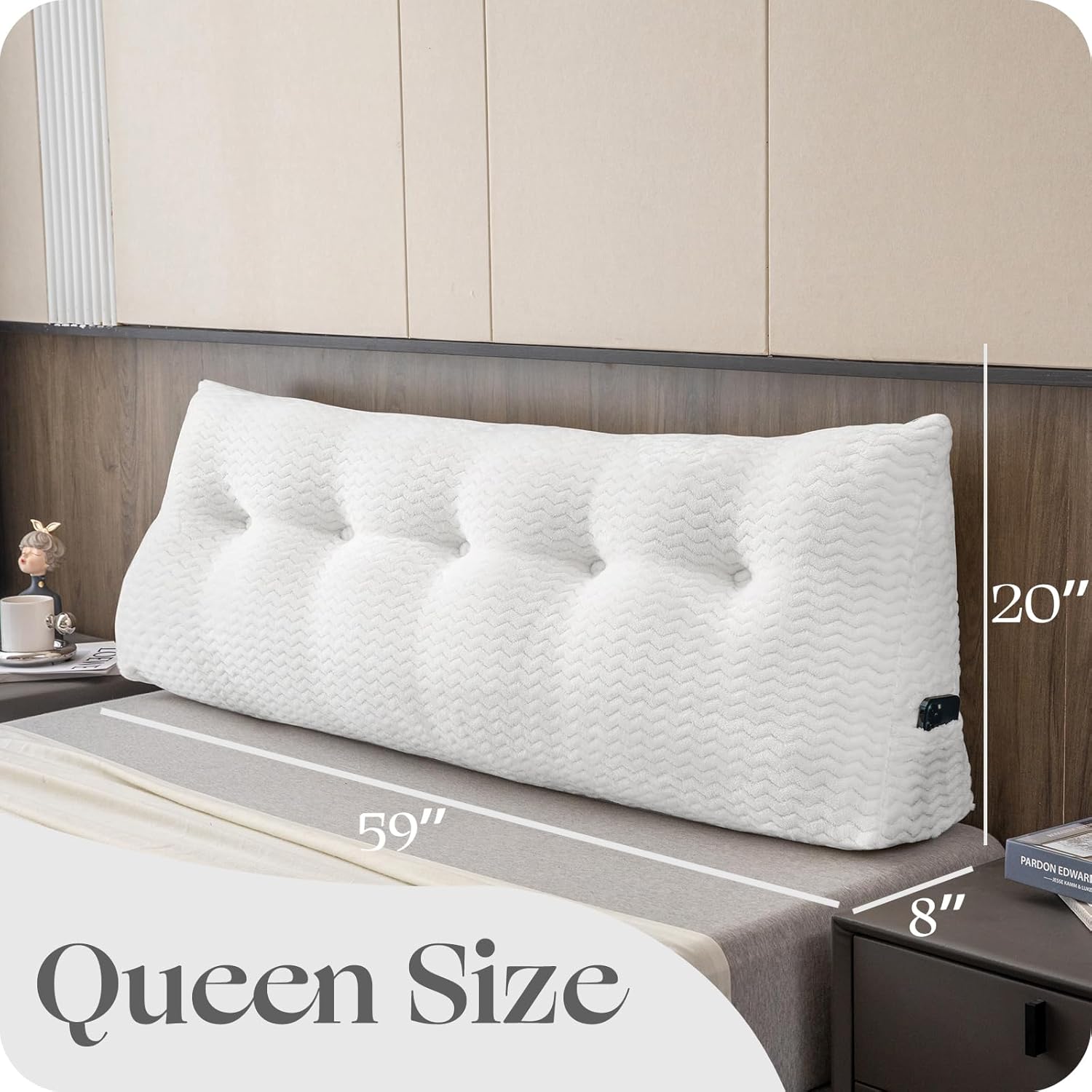 ZOEMO Cabecera triangular grande con respaldo de cuña y respaldo de posicionamiento, almohadas de lectura, almohadas de cuña para cama de día,