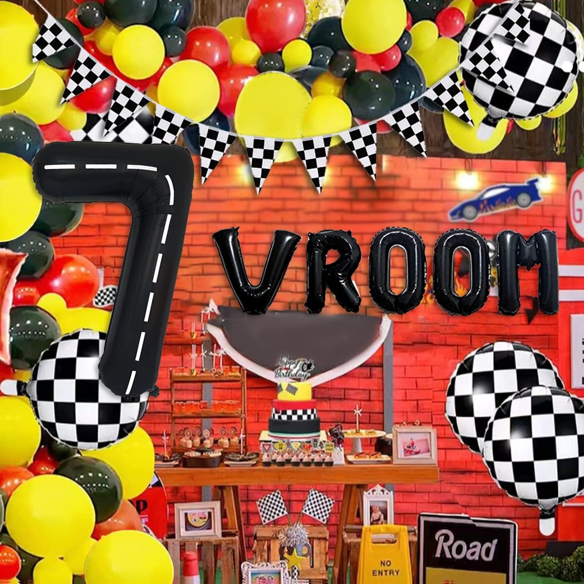 DEAPEICK 134 globos de auto de carreras, suministros de fiesta de cumpleaños para niños, suministros de fiesta temática de autos de carreras, kit de