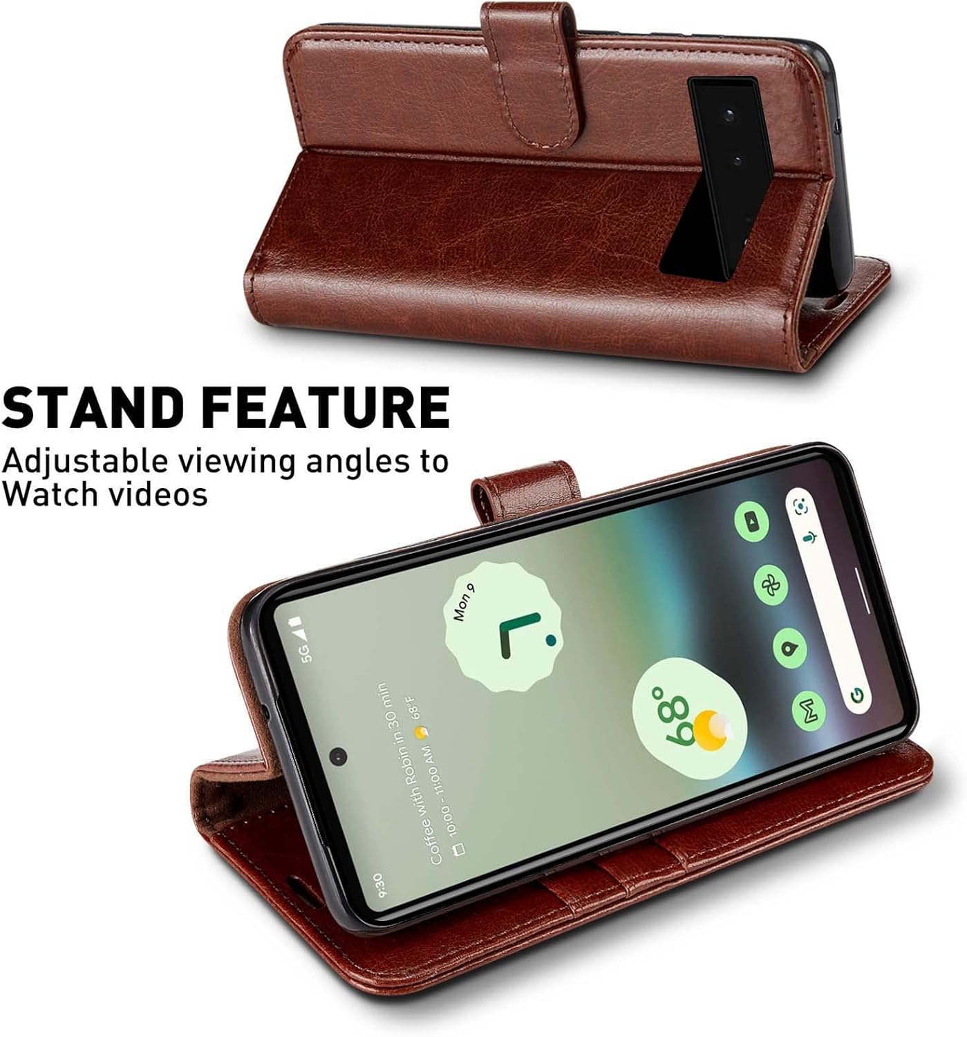 MONASAY Funda tipo cartera compatible con Google Pixel 6a, bloqueo RFID, protector de pantalla incluido, funda de piel con tarjetero y tarjetero de