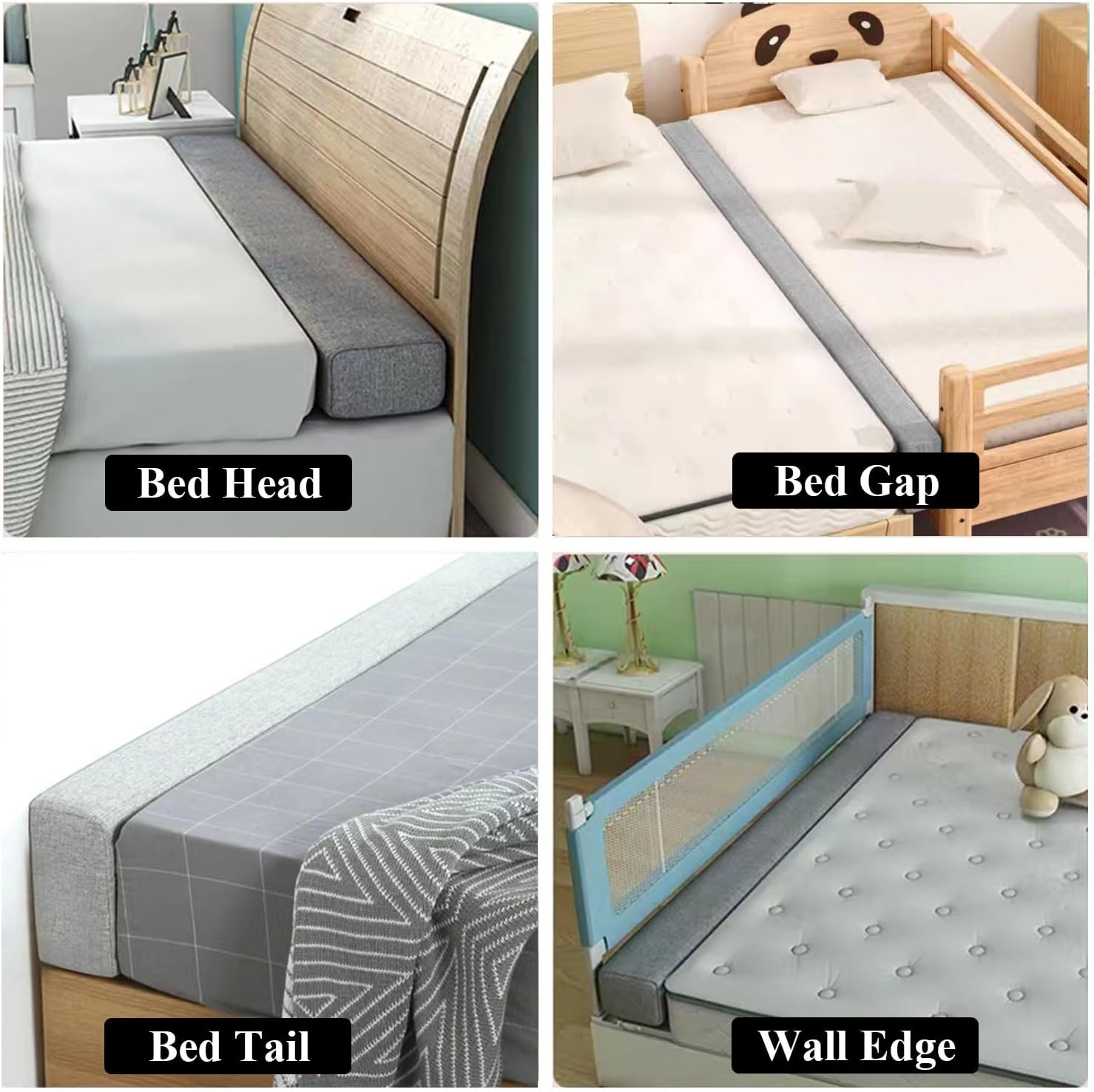 Almohada de cuña de cama para cabecero, almohada grieta entre el lado de la pared y el extensor de colchón, relleno de huecos de cama, tamaño