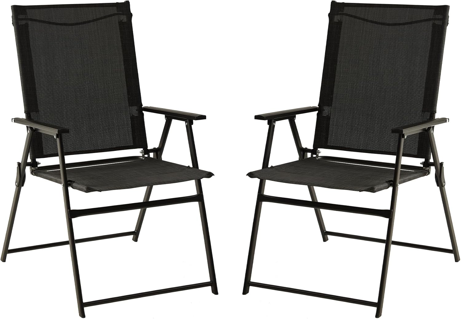 VICLLAX 2 sillas plegables para patio, sillas de comedor portátiles al aire libre para césped, jardín y porche, color negro