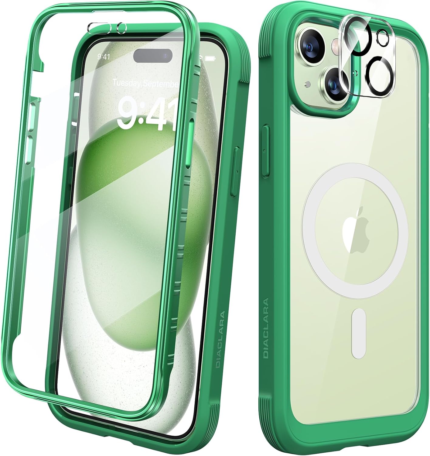 Diaclara Funda magnética diseñada para iPhone 15, compatible con MagSafe protector de pantalla integrado sensible al tacto, antiarañazos, con