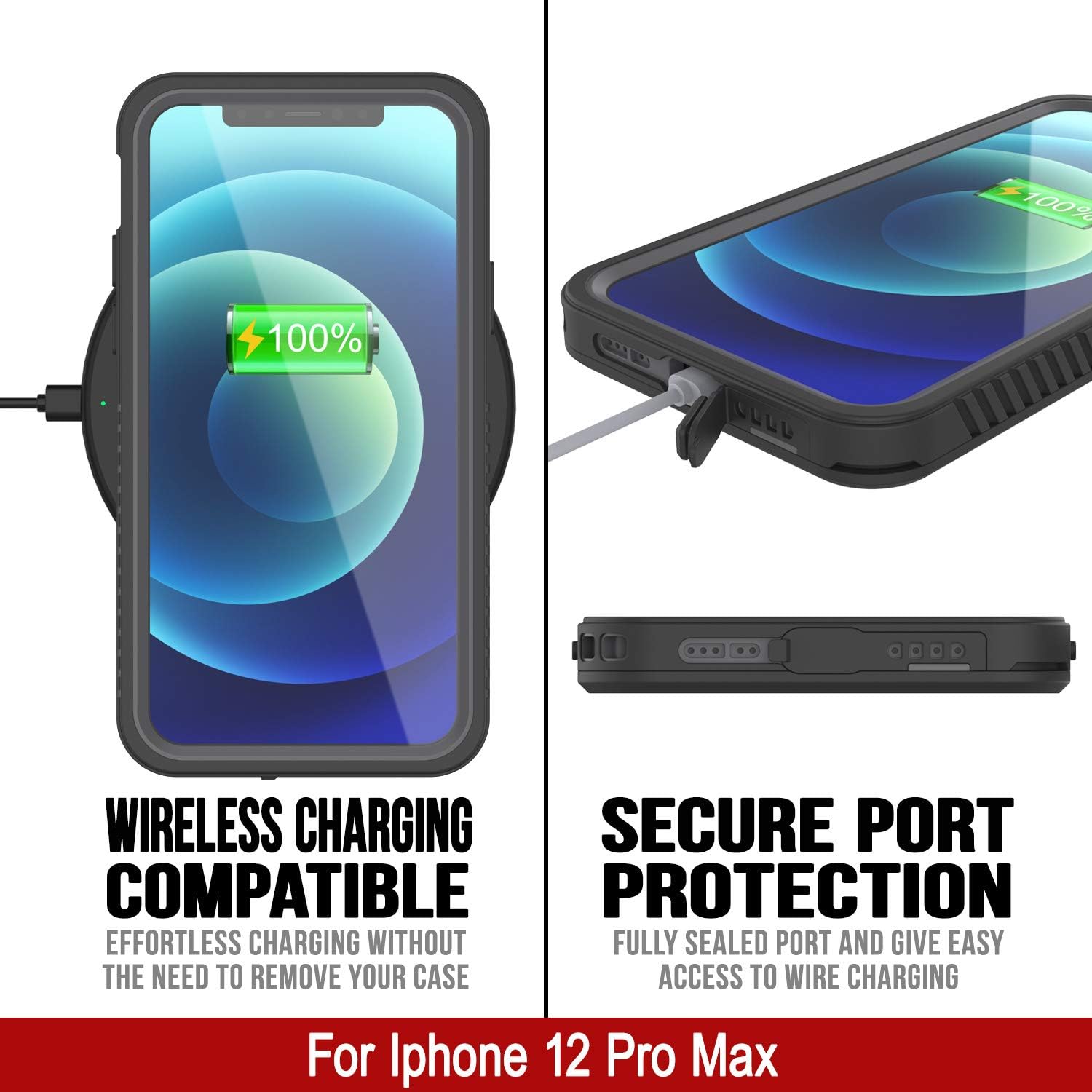 Punkcase Funda impermeable para iPhone 12 Pro Max Extreme Series Slim Fit Certificado IP68 A prueba de golpes a prueba de nieve Funda de armadura