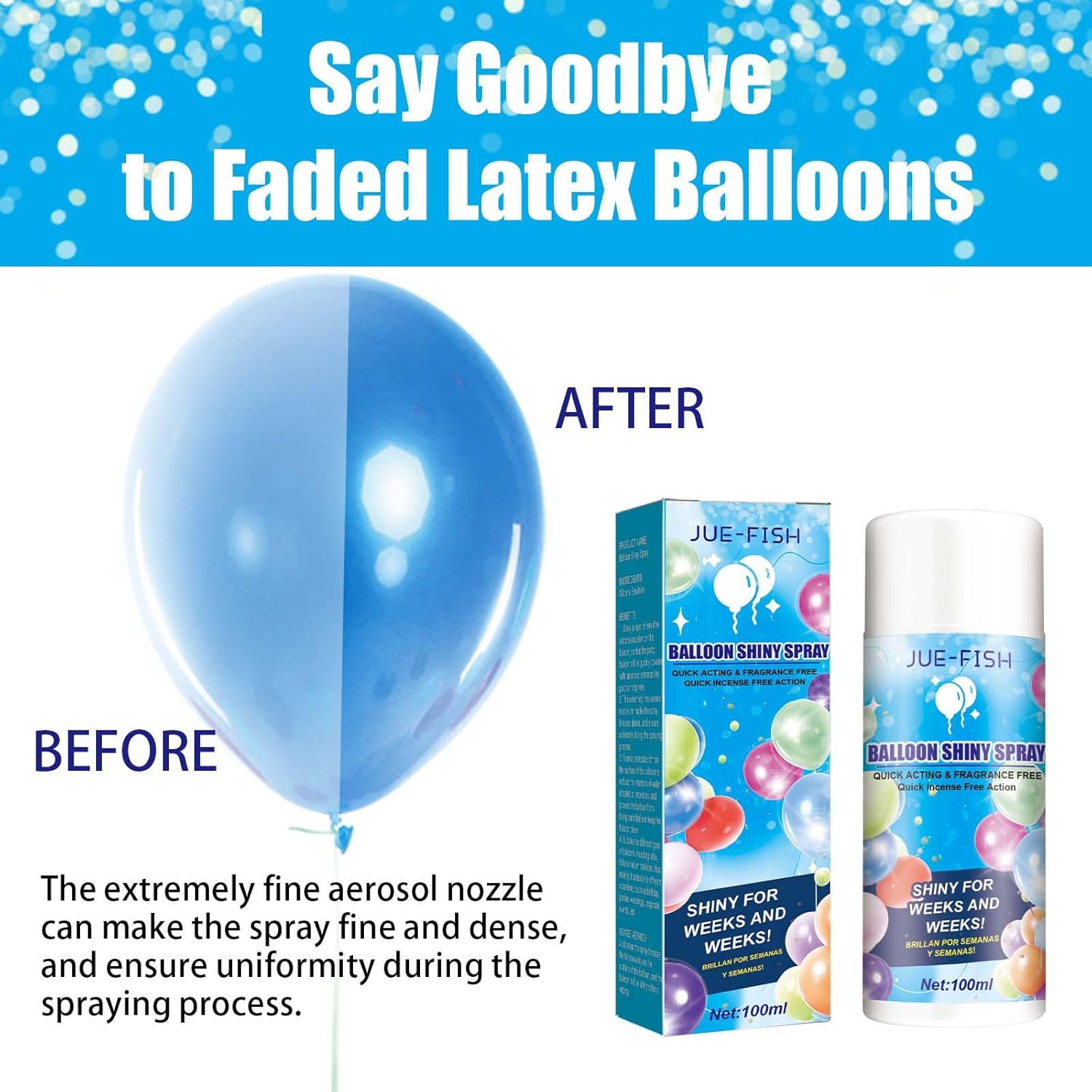 Spray de brillo para globos, 3.4 fl oz, aerosol de brillo para globos, globos de látex ultra brillante, aerosol de brillo para globos, para
