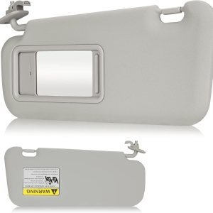 Youxmoto Visera parasol lado izquierdo del conductor para Mazda 3 2010 2011 2012 2013, gris reemplaza # BBM2-69-320C-75, con espejo de tocador Youxmoto Visera parasol lado izquierdo del conductor para Mazda 3 2010 2011 2012 2013, gris reemplaza # BBM2-69-320C-75, con espejo de tocador