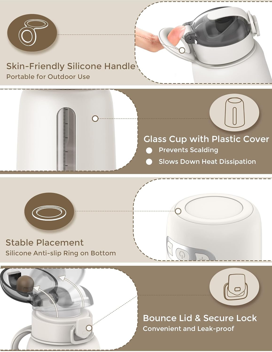 Baby Travel Essentials – Calentador de biberones portátil, calentador de biberones sobre la marcha, calentador de botellas con batería de 13500 mAh