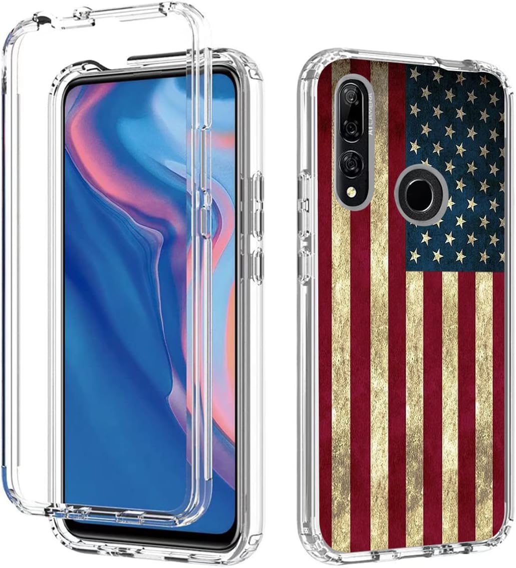 Funda para Huawei Y9 Prime 2019Honor 9XP Smart Z con protector de pantalla de vidrio templado, bonito patrón de bandera transparente para Huawei Y9